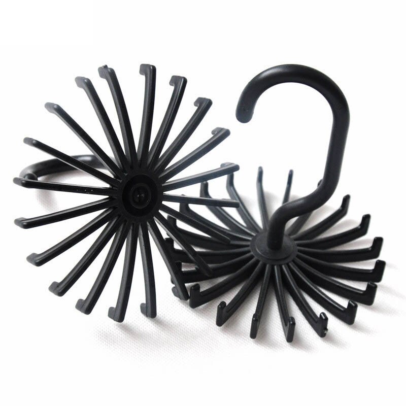 360 Degree Rotating Space Saving Belt Rack 1 PC Neck Tie Hanger Plastic Multifunction Neck Tie Holder 20 Hooks