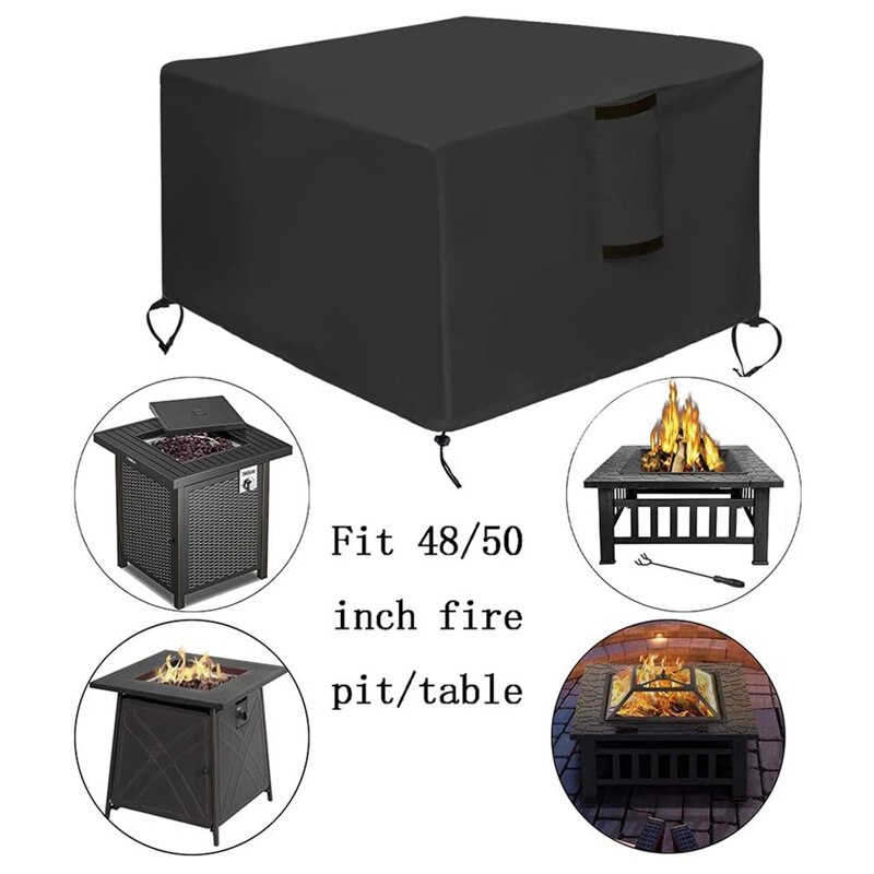 Square Fire Pit Table Cover 50X50X28 Inch Waterproof Heavy Duty Patio Gas Firepit Table Cover