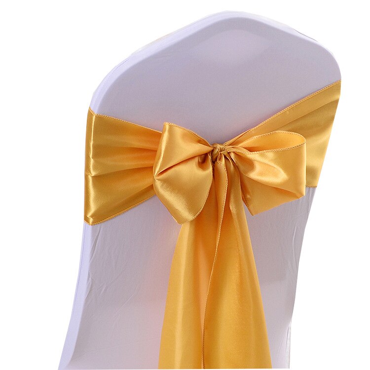 Cintas de lazo para silla de satén, cintas para decoración de Silla, boda, evento de Hotel, banquete, 50 Uds.,: Oro