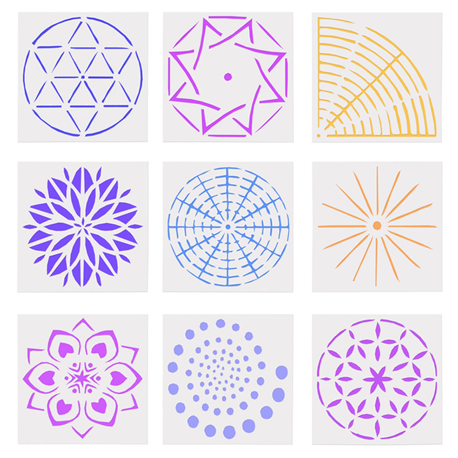 9/10 Uds Mandala herramientas de punteado plantillas Plantilla de dibujo conjunto de plantillas para decoración de pared bricolaje pintura dibujo proyectos de arte: Mandala Stencil E