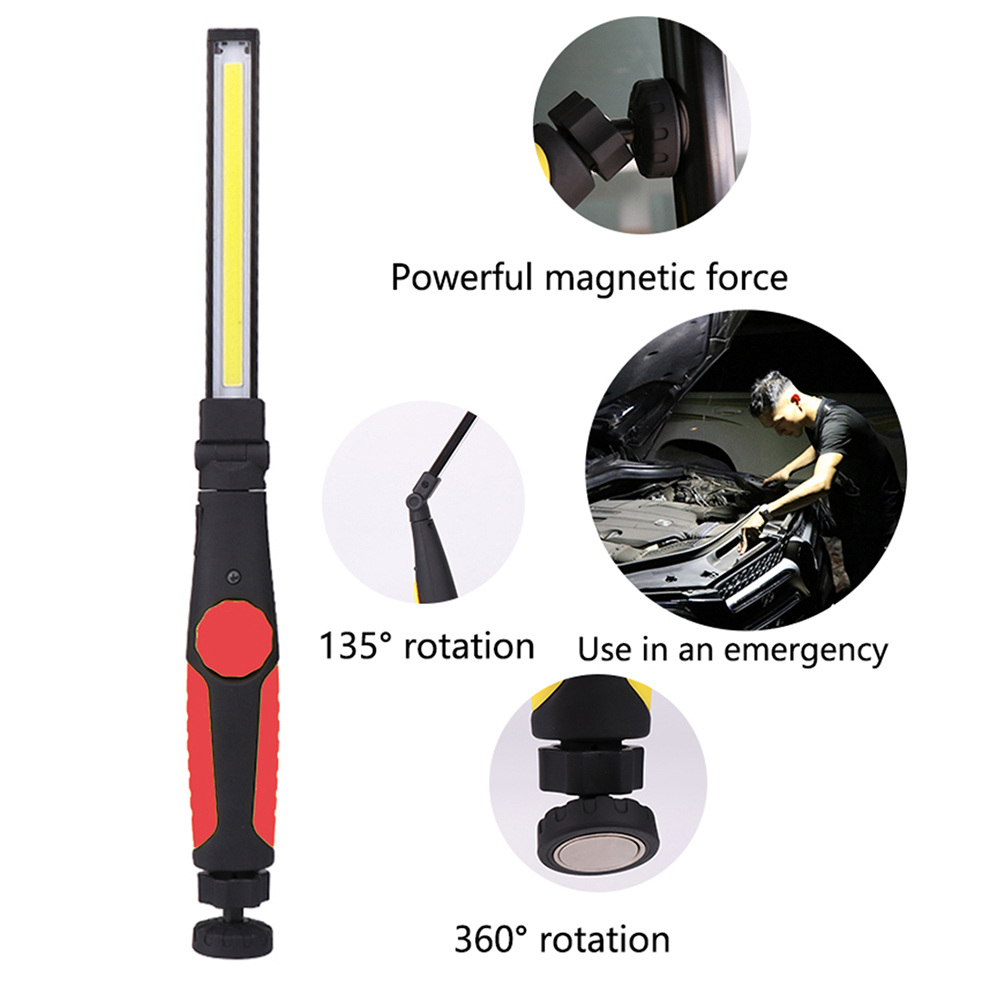 Lampes de travail LED COB, lampe de poche pliante avec Base magnétique, bande Rechargeable, lumière d'inspection lumineuse pour la réparation automobile