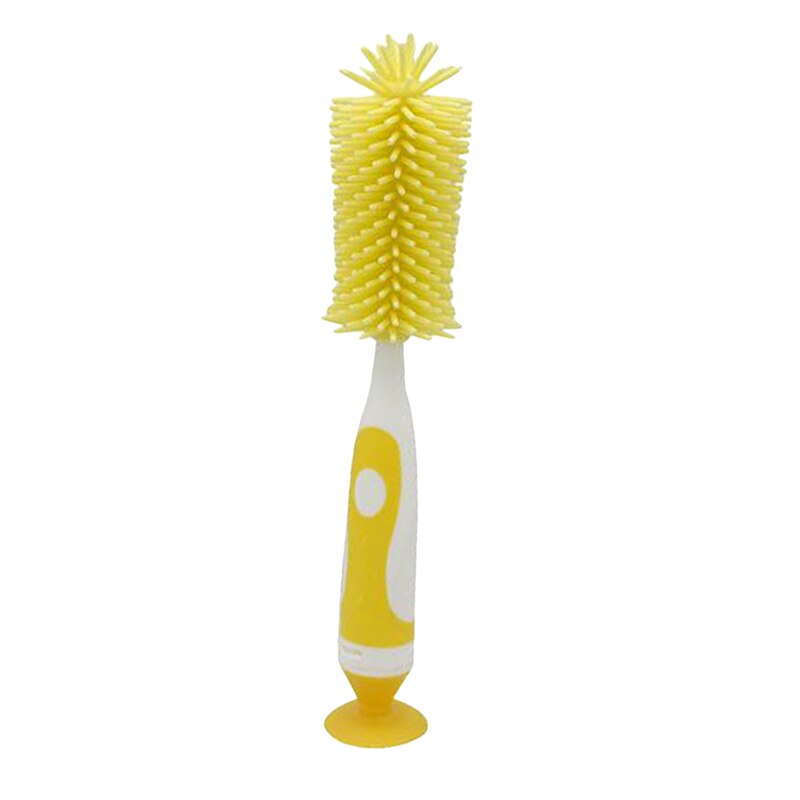 Silikon + PP Baby Flasche Pinsel Nippel Pinsel Auslauf Rohr Zitzen Schwamm Fütterung Flasche Reinigung Pinsel Multifunktionale: Gelb