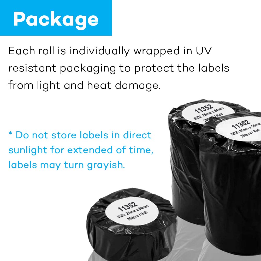 260 Uds 25mm * 54mm LW 11352 Compatible con papel de papel térmico Compatible para Dymo LaberWriter 450 400 Turbo 450 impresora SLP 440, 450