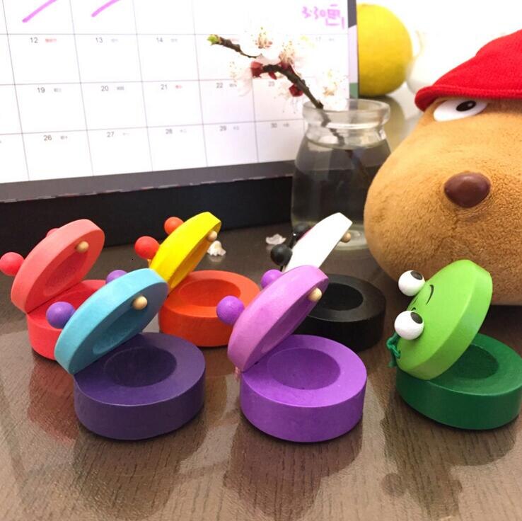 Toy cartoon castanets cute children kids baby wooden castanets clapper handle musical instrument toys kindergarten