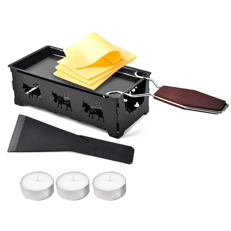 Tarttumaton metalli juusto raclette leivinpannu uuni grilli levy rotaster uunipelti liesi runko lastalla setti keittiön leivontatyökalu: Musta