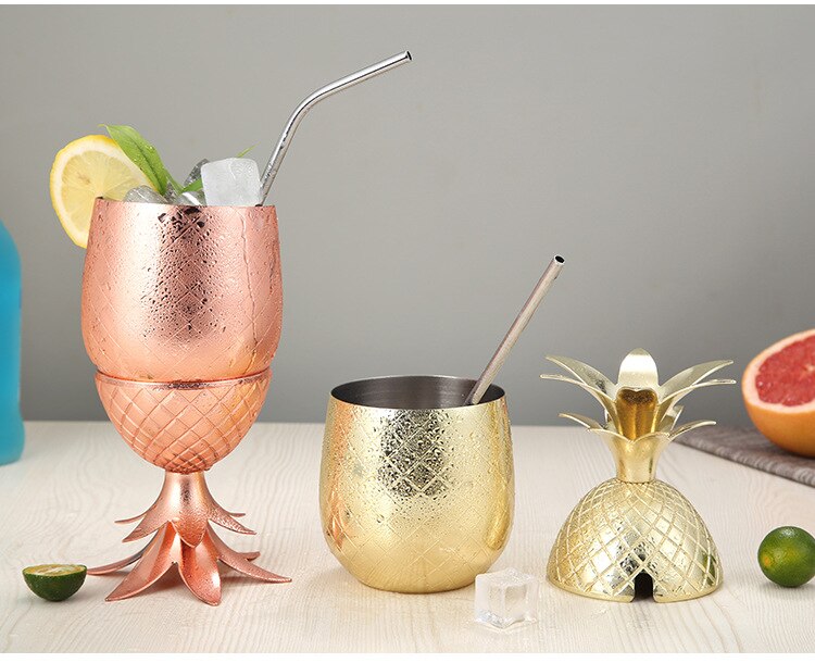 Verre à cocktail ananas en acier inoxydable de 500ml, verre à vin en métal, tasse de mule de moscou, verre à cocktail moléculaire spécial et bar