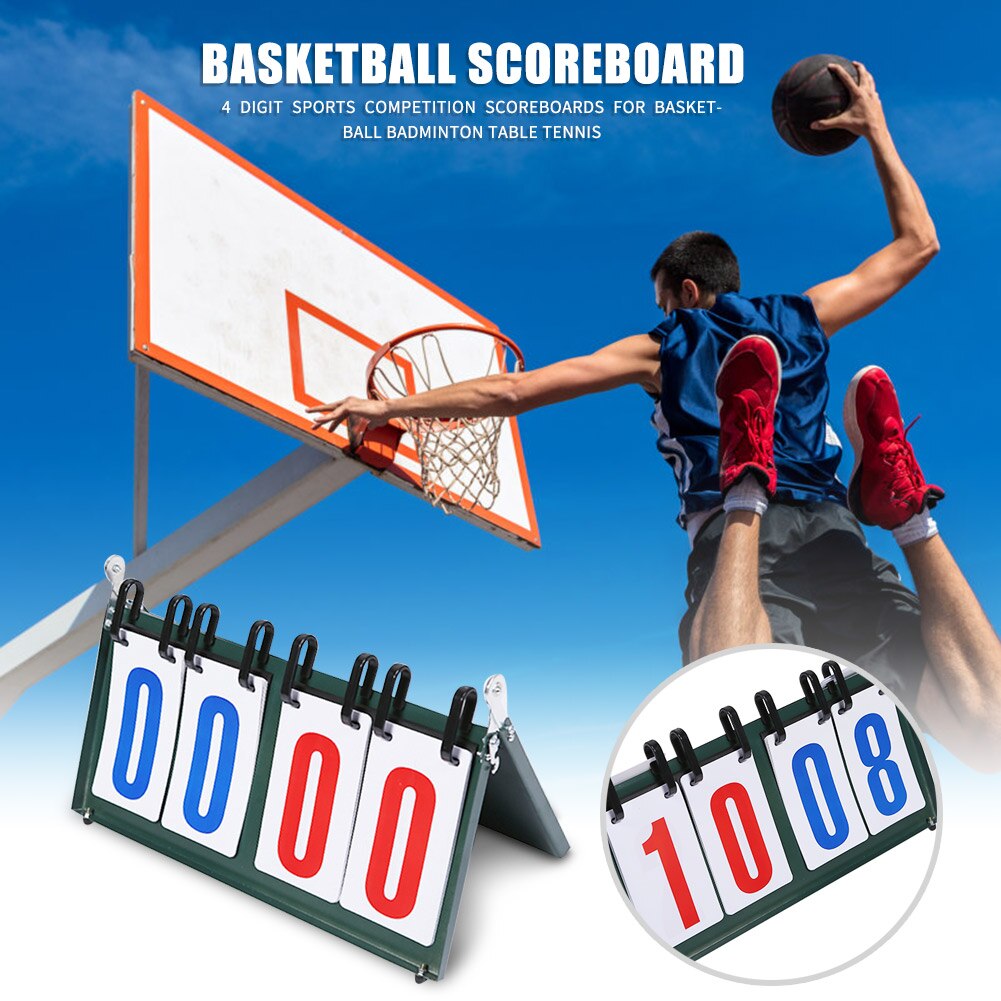 Foldable 4 Digit Scoreboard Sports Scoreboard for Table Tennis Basketball Badminton Football Volleyball Competition Board