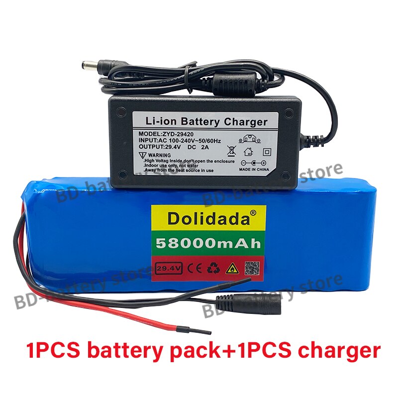 24V 58Ah 7s 3p 18650 batterie lithium-batterie 24v 58000mAh elektrische fahrrad moped elektrische lithium-ionen akku + Ladegerät: Rot