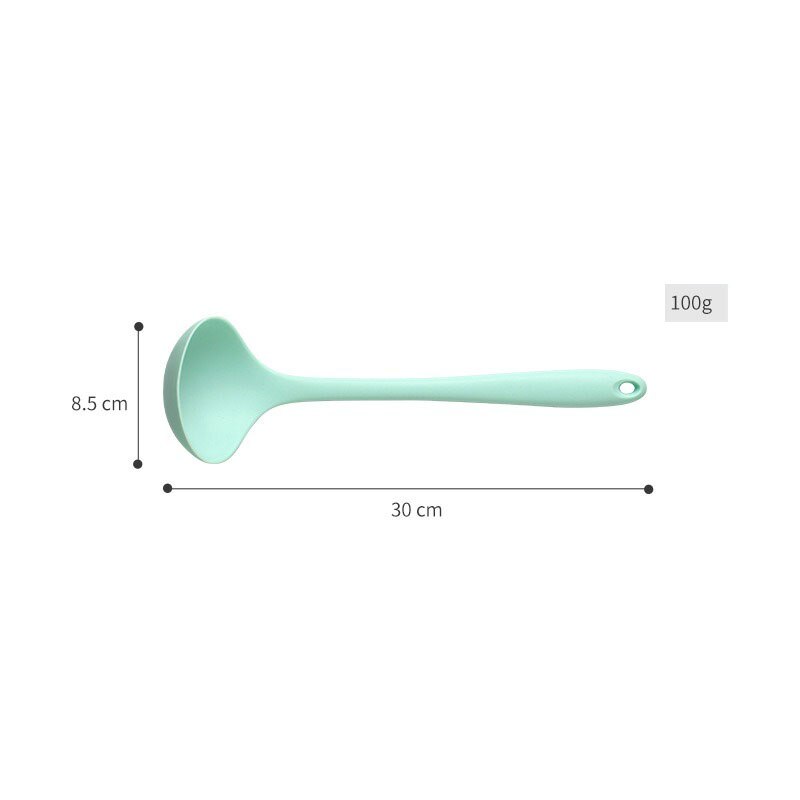 Cuchara y cuchara resistentes al calor, colador de giro, utensilios de cocina rosas, utensilios de silicona, 1 pieza aptos para lavavajillas, producto: Blue Soup Spoon