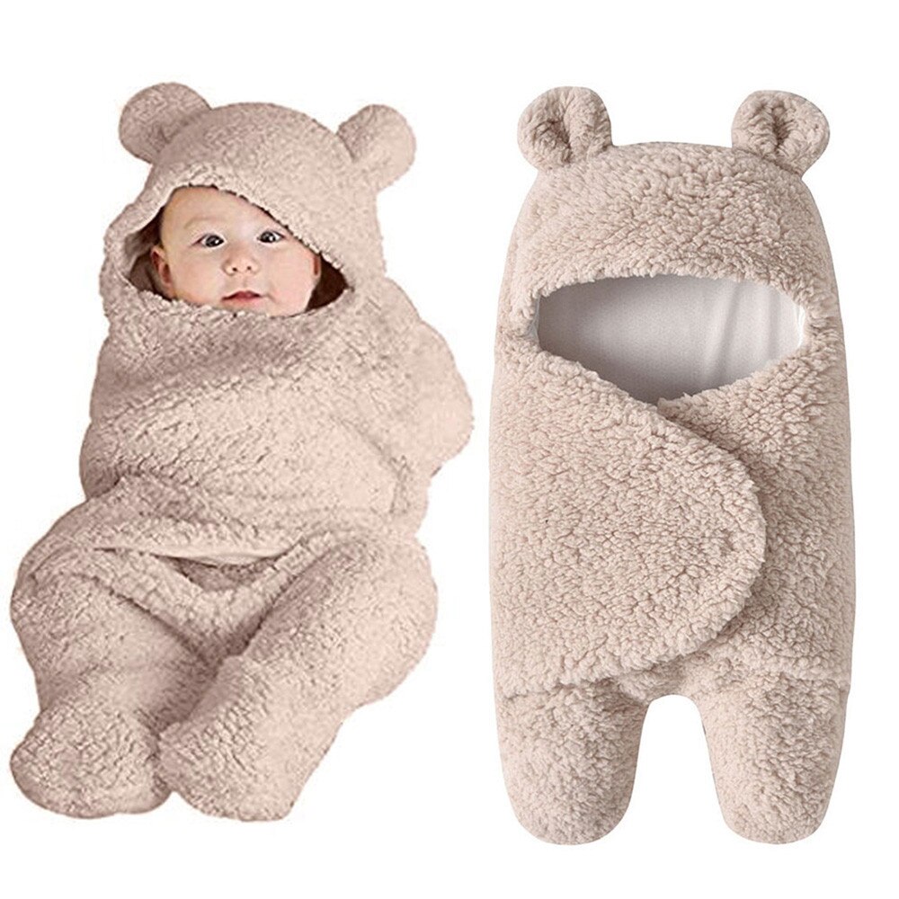 Baby deken wit slapen warme deken jongen meisje set winter pakket warm katoenen deken: Khaki