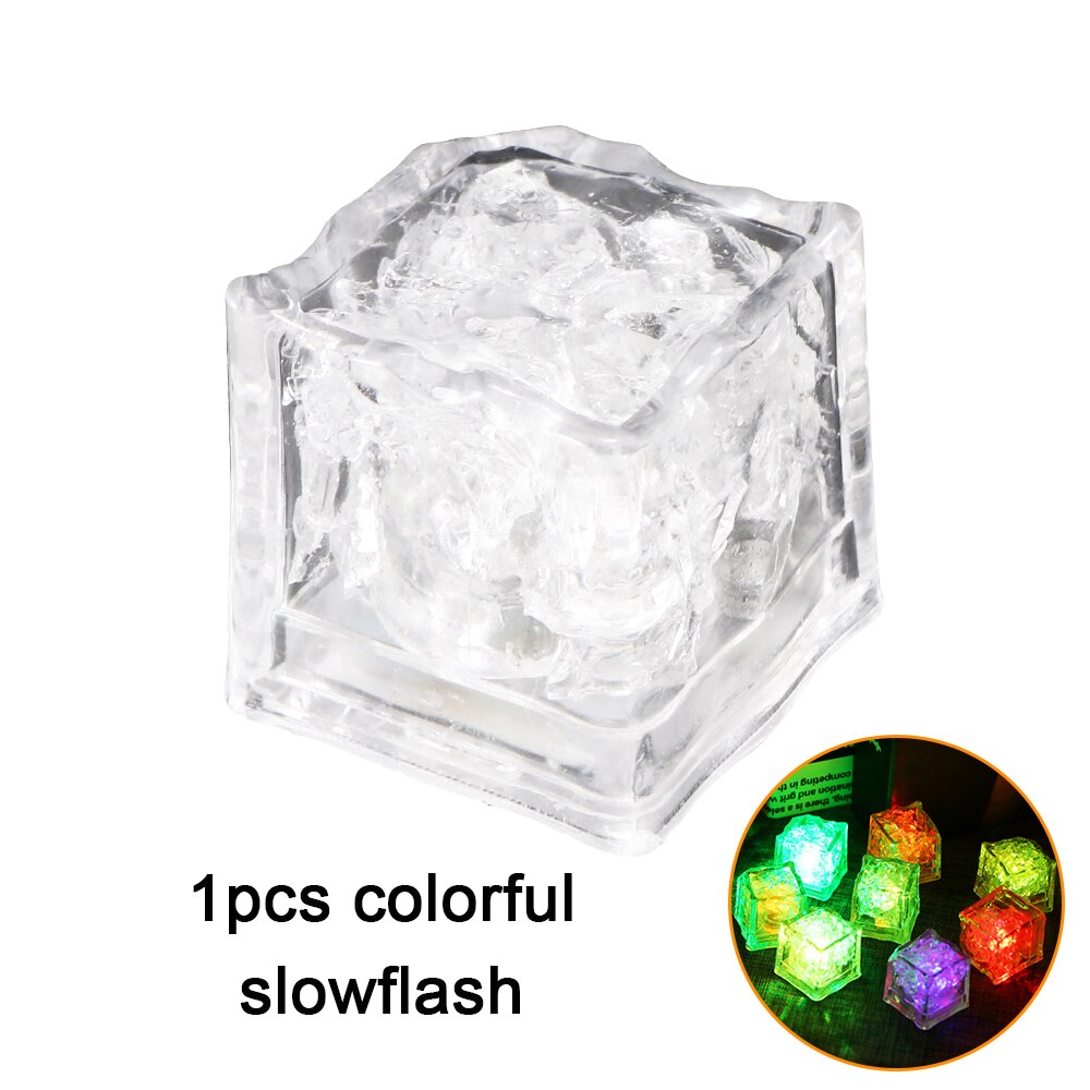 1/12Pcs Led Ijsblokjes Gloeiende Partij Bal Flitslicht Lichtgevende Neon Wedding Festival Kerst Bar Wijnglas decoratie Benodigdheden: 1 colorful slowflash