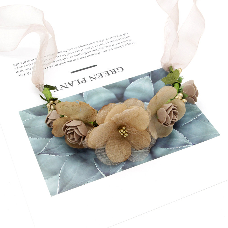 Estilo bohemio Mujer Flor del pelo corona boda vacaciones guirnalda de pelo guirnalda niñas flor diadema marrón accesorios para el cabello: Bracelet