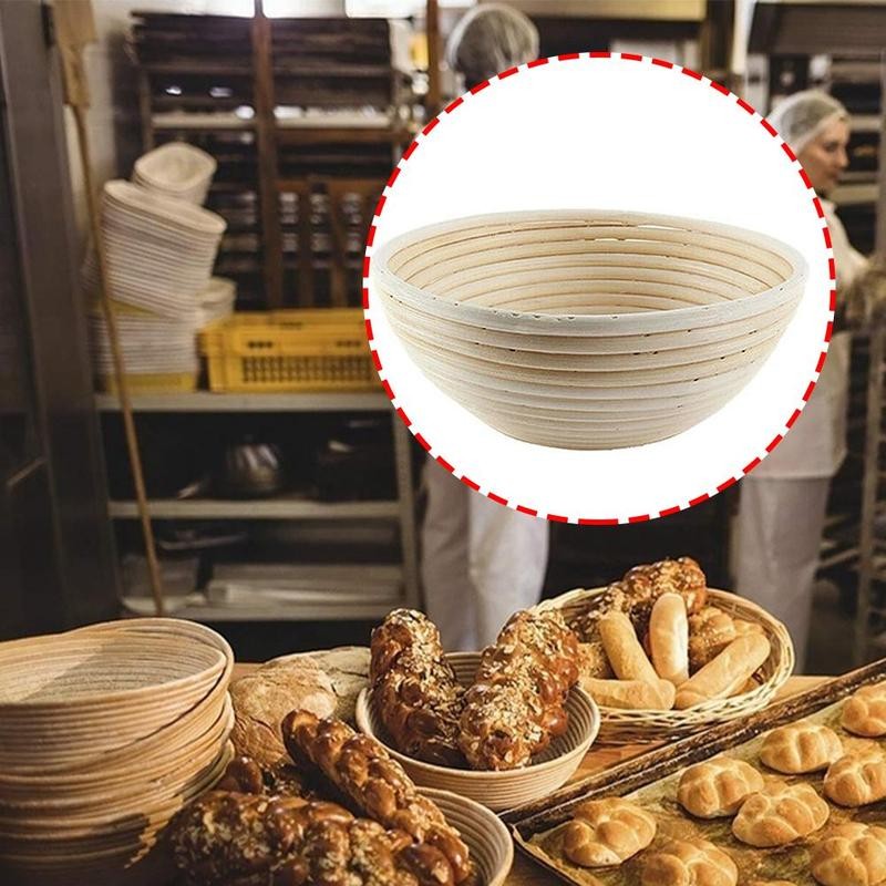 Handmade Round Shape Fermentation Rattan Basket Country Bread Baguette Dough Banneton Brotform Proofing Proving Baskets Tools