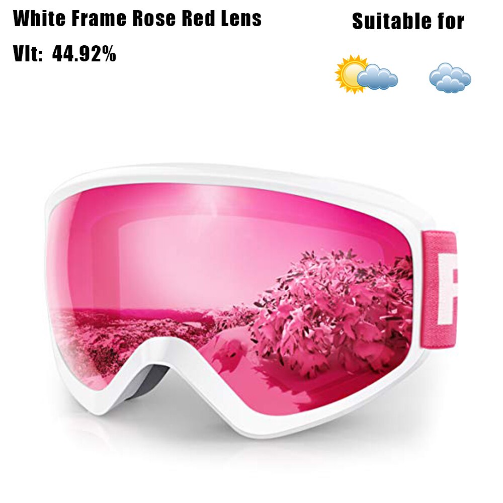 [RU magazzino locale] occhiali da sci per bambini di marca findway OTG occhiali da Snowboard invernali antiappannamento per età 8-14 ragazzi ragazze bambini gioventù: Rose Red