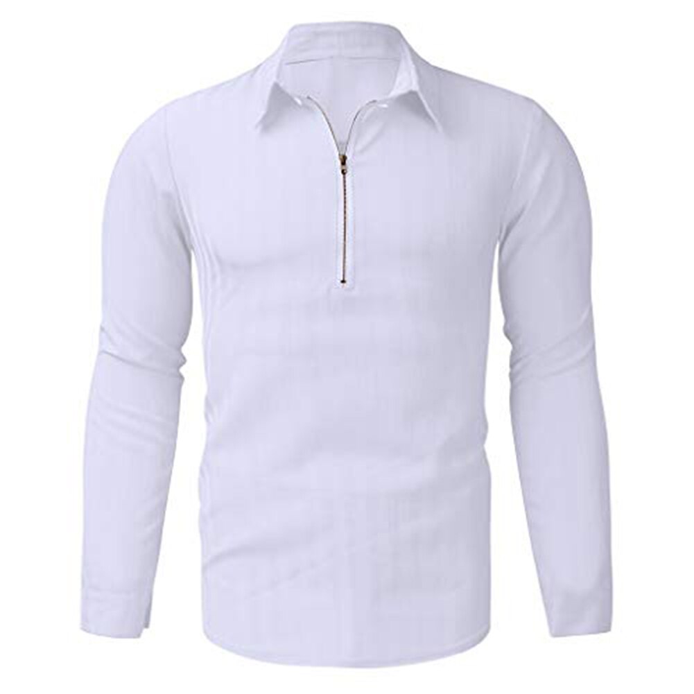 Stribet herreskjorte langærmede mænd skjorter afslappet solid slim fit hvid mand bluser kausal skjorte lynlås bluse toppe