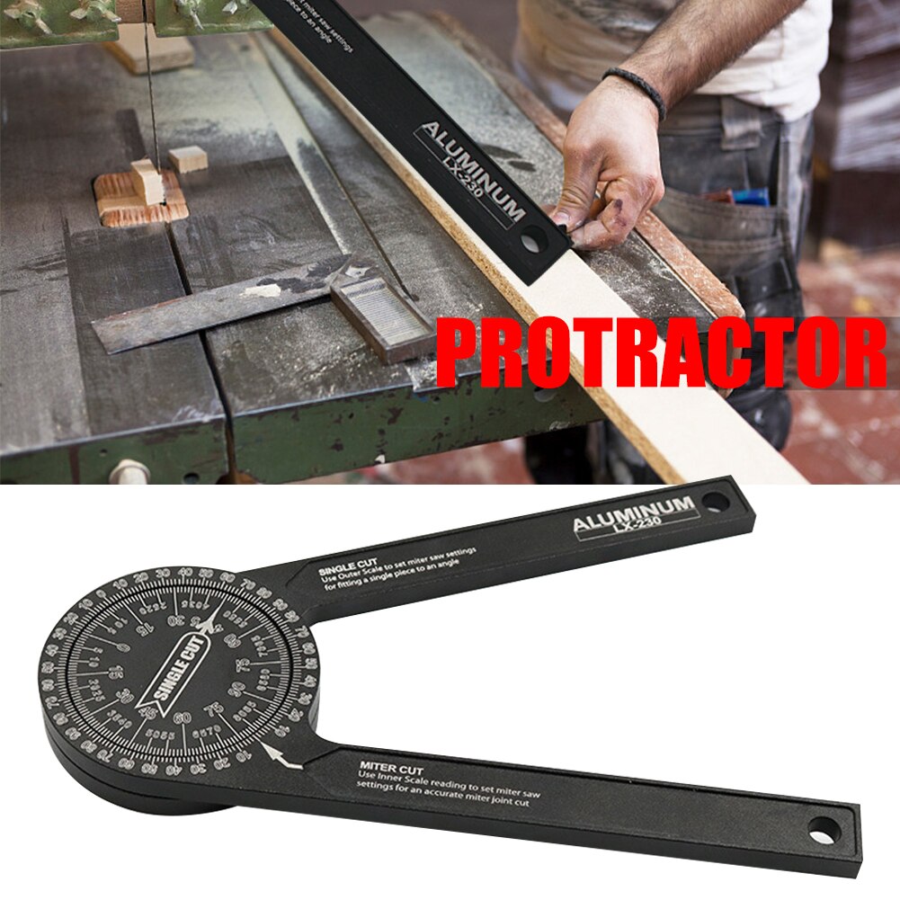 7inch Aluminum Miter Saw Protractor Portable Engraved Scales Rust Proof Woodworking Home Easy Read Angle Finder Measure Tool