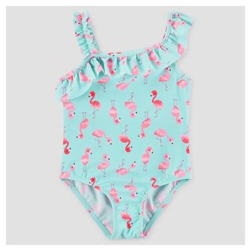 Ét stykke sød baby pige badetøj flamingo tegneserie mønster piger badedragt kid børn svømmedragt 1-6y