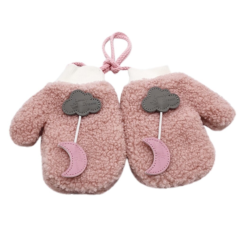 Kinder Handschuhe Winter Kinder Mädchen Winter Nette Cartoon Print Villus Warm Halten Winter Kinder Handschuhe Handschuhe Rekawiczki Dzieciece: Rosa