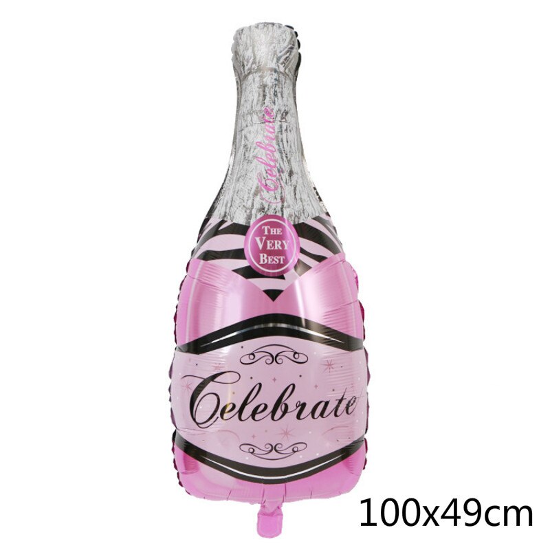 Tårta ballonger munkar ballonger ölflaskor ballonger folieballonger stora för barn vuxen födelsedagsfest bröllopsdekoration: Rosa-flaska