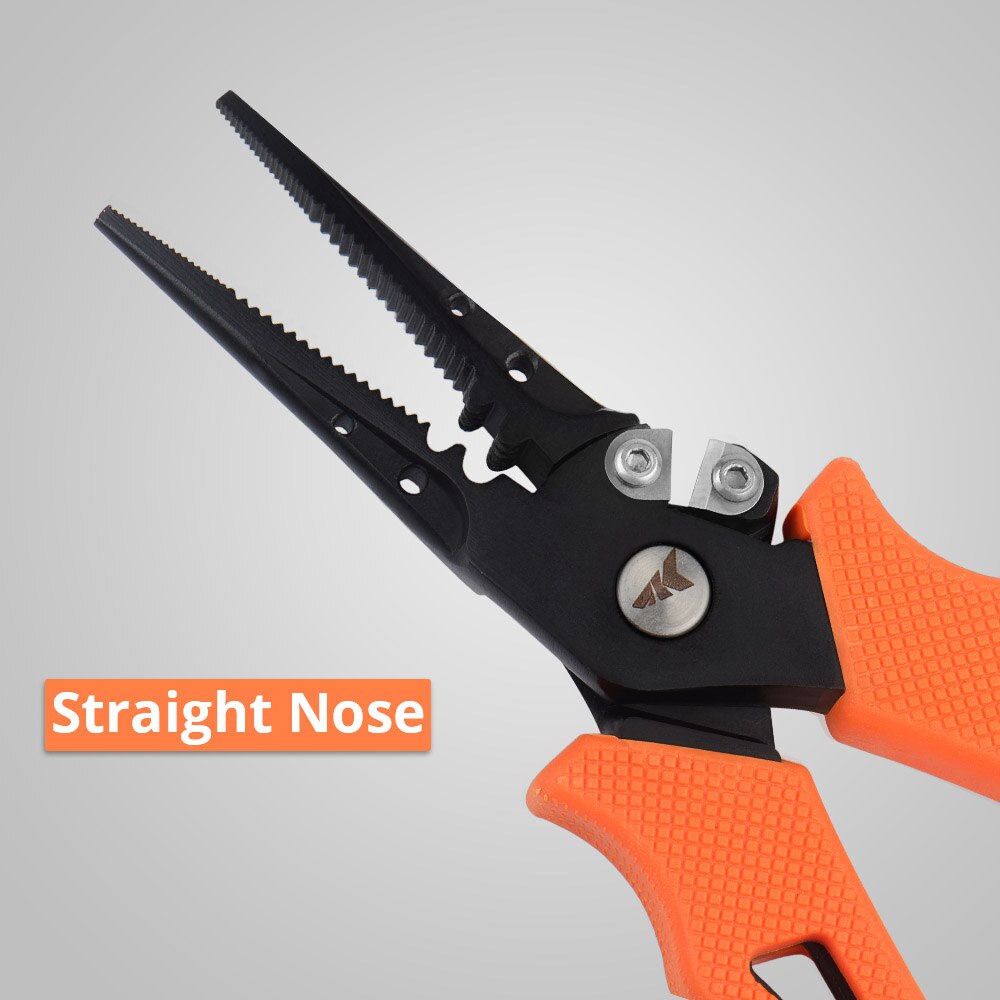 KastKing 420 Stainless Steel Fishing Pliers Tungsten Carbide Braid Cutters Crimper Hook Remover Saltwater Resistant Fishing Gear: Orange Straight Nose