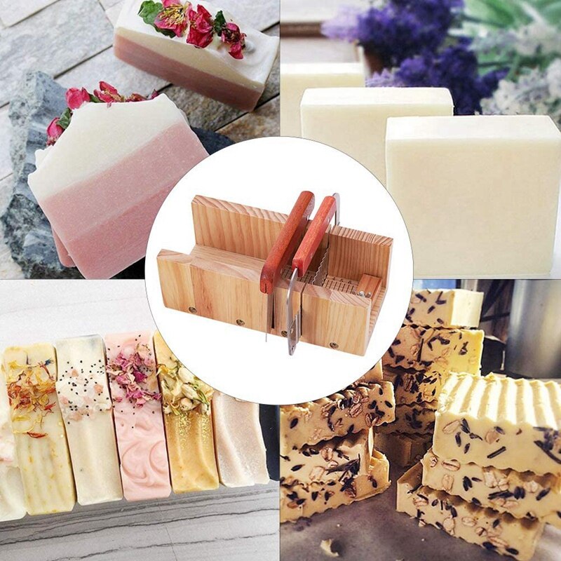 Wooden Soap Cutter Box Precise Line Cutting Adjustable Front Panel Comes with Cutter