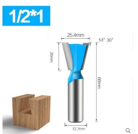 1pc 1/2" 1/4" Shank Rod Dovetail Router Bit Swallow Tail Woodworking Etching Milling Tools For Wood Cutter: 14