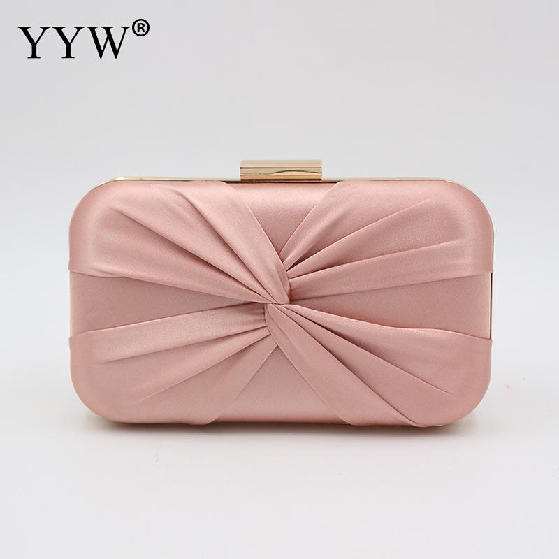 Bow Clutches Bag For Women Pink Sliver Clutch Evening Bag Bride Wedding Bags Party Handmade Chain Handbag Female Purse: hot pink