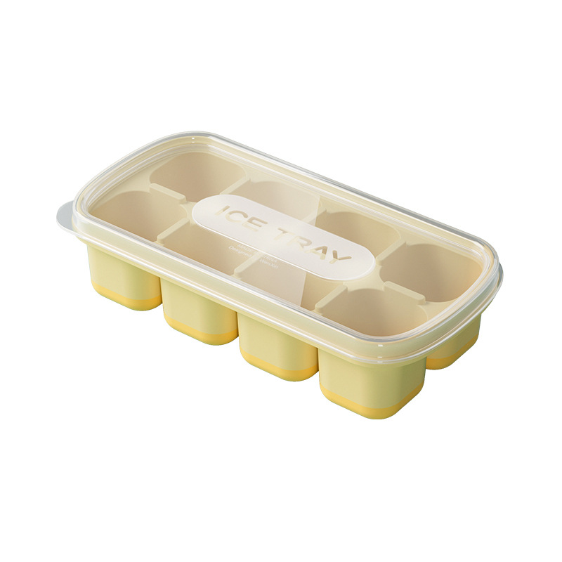8 Cavity Square Ice Cube Trays Reusable Silicone Ice Cube Mold BPA Free Ice Maker with Removable Lids Kitchen Accessories