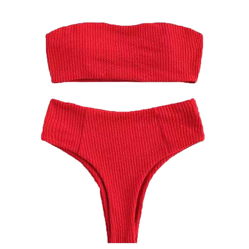 Vrouwen Strapless Bikini Sexy Bandeau Bikini Set Twee Stuk Badpak Off Schouder Badpak Met Gevoerde Vrouwelijke Strand Bikini