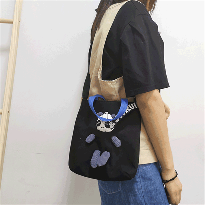 Straat Foto Leuke Panda Messenger Bag Meisje Kleine Verse Canvas Tas Vrouwelijke Student Zak Vrouwelijke Zak