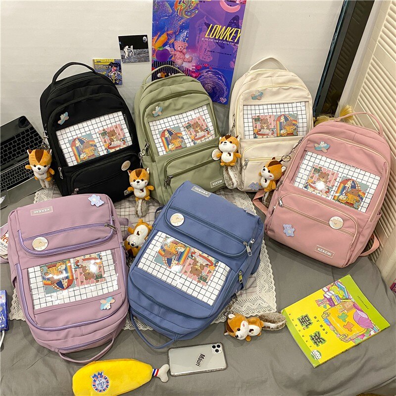 Moda ITA plecak wodoodporny Nylon dla kobiet Laptop panie śliczny żeński plecak Kawaii Student mężczyźni przezroczysty tornister
