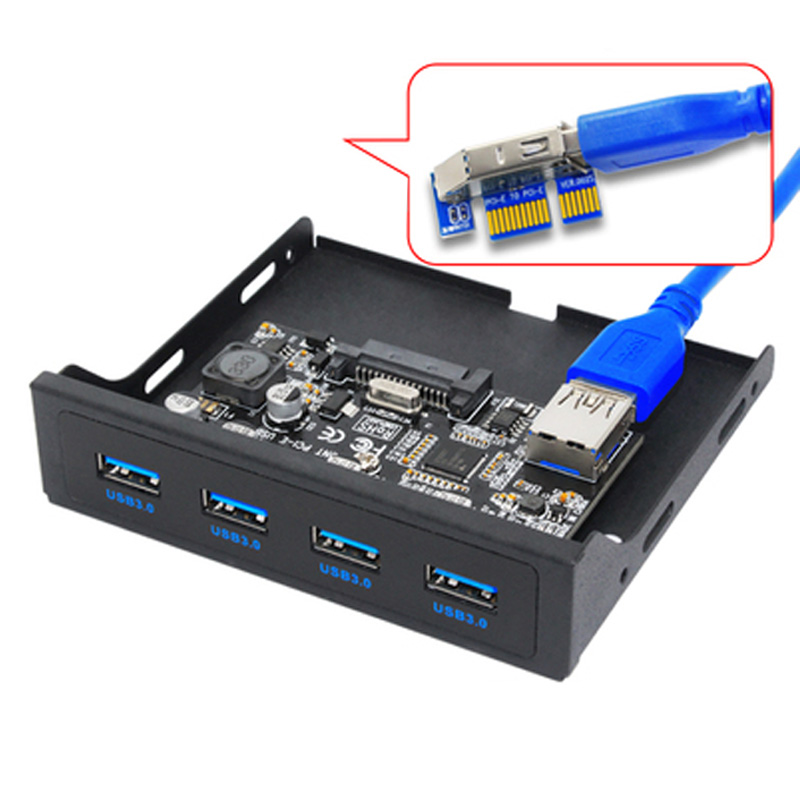 PCI-E robić USB 3.0 Karta rozszerzeń USB na panelu przednim komputera adapter PCIE USB 3,5" miękki USB3.0 Wspornik panelu przedniego PCI wyrazić x1 pion