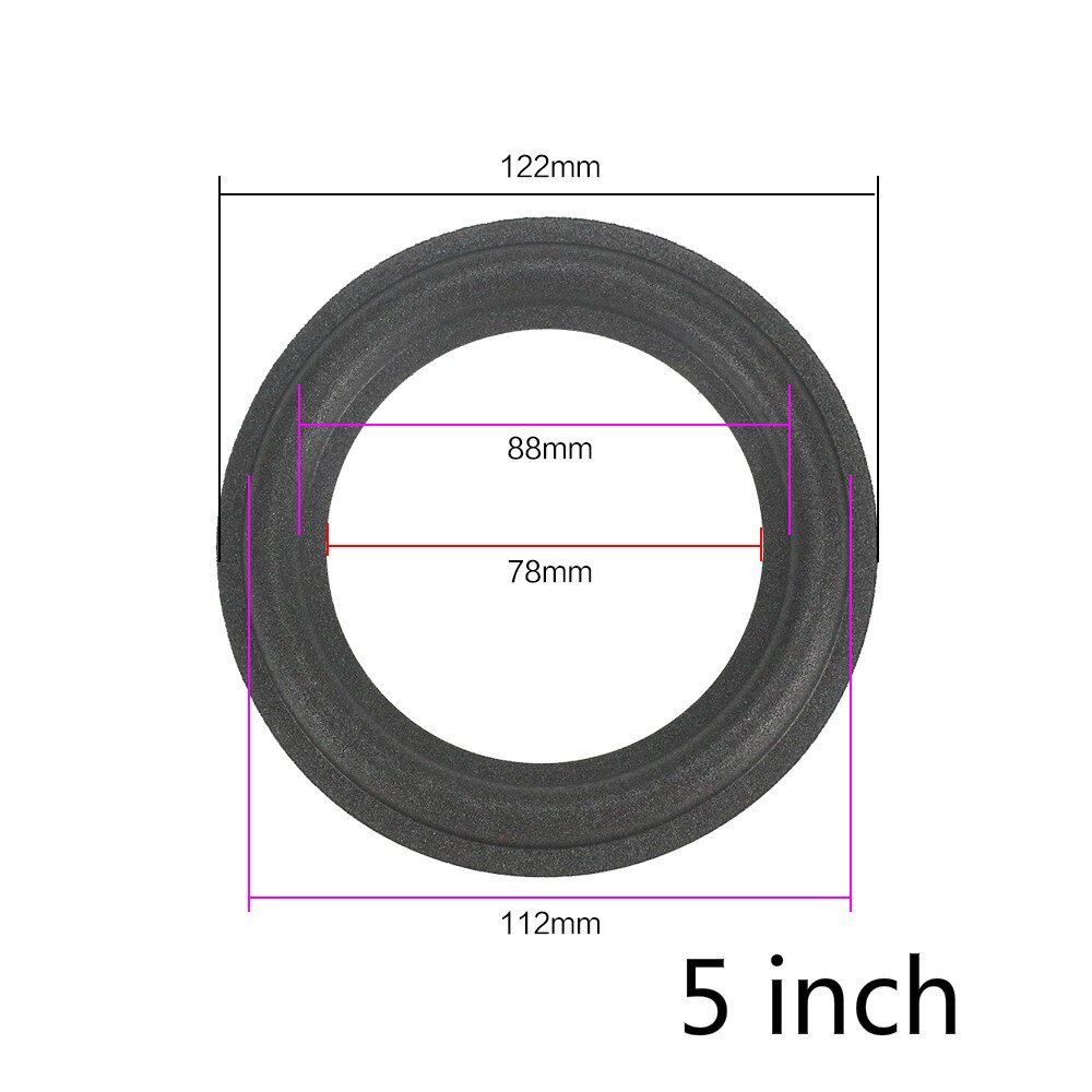 Ghxamp Speaker Schuim Reparatie 2.5 3.5 4 6.5 Inch Schorsing Surround Folding Ring Volledige Range Woofer Speaker Vervanging 2 Stuks: 5inch