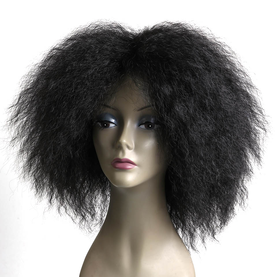 WTB Natural Short Afro Kinky Curly Synthetic Wig for Women High Temperature Fiber Wigs