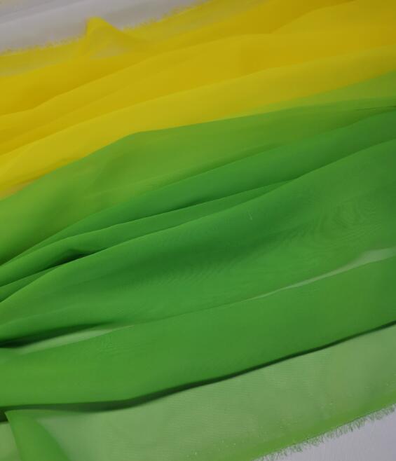 Ombre chiffong tyg tunn mjuk färgad dans klänning andas flytande diy klänning tyg: Greem-gul