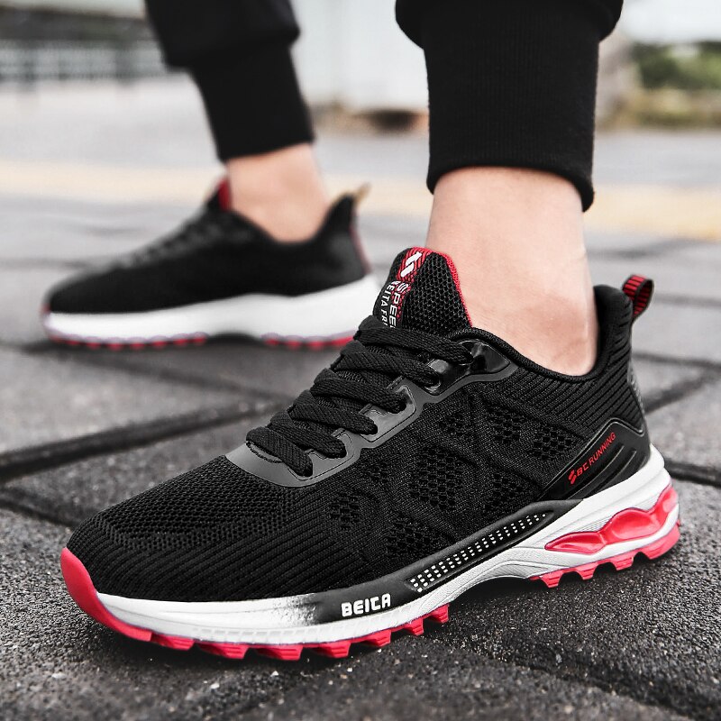 Golf Shoes Men Outdoor Red Orange Man Sport Walking Sneakers Breathable Mesh Male Golf Sneakers Training Non-slip Trainers