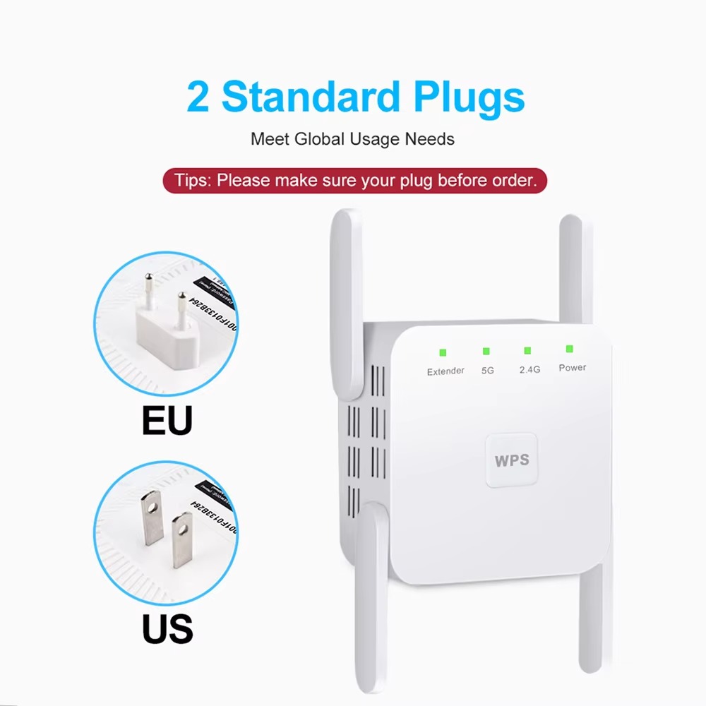 1200Mbps Wi-fi Repeater Amplifier 5G Wireless WiFi Repeater Signal Wifi Extender Network Wi fi Booster 5 Ghz Long Range