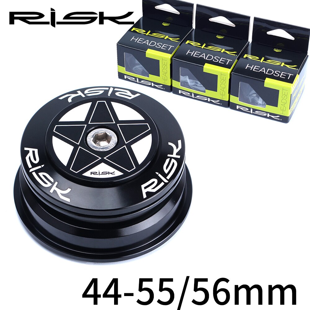RISK Mountain Bike Headset 44-55/56mm Aluminum Alloy Double Bearing Bicycle Headset Conical Straight Tube Front Fork Universal
