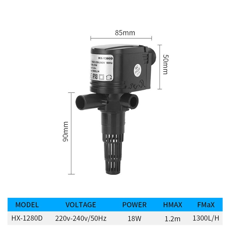 3 In 1 Aquarium Multifunctionele Dompelpomp Watercirculatie Filter Zuurstof Pomp Dompelpomp Siervissen: 18W