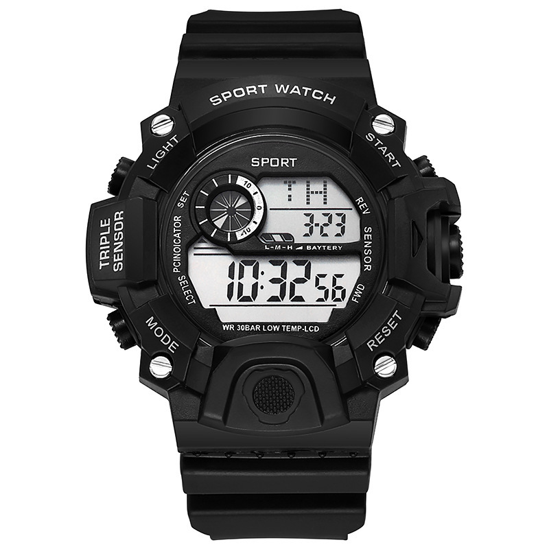 Yikaze y73 relógio masculino digital esportivo eletrônico relógio de pulso grande mostrador multifuncional à prova d'água alarme luminoso pulseira masculina: Rosa