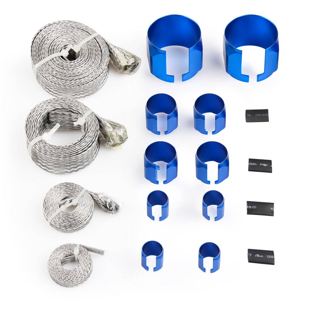 Universal Stainless Steel Engine Hose and End Sleeve Sleeving Kit Silver
