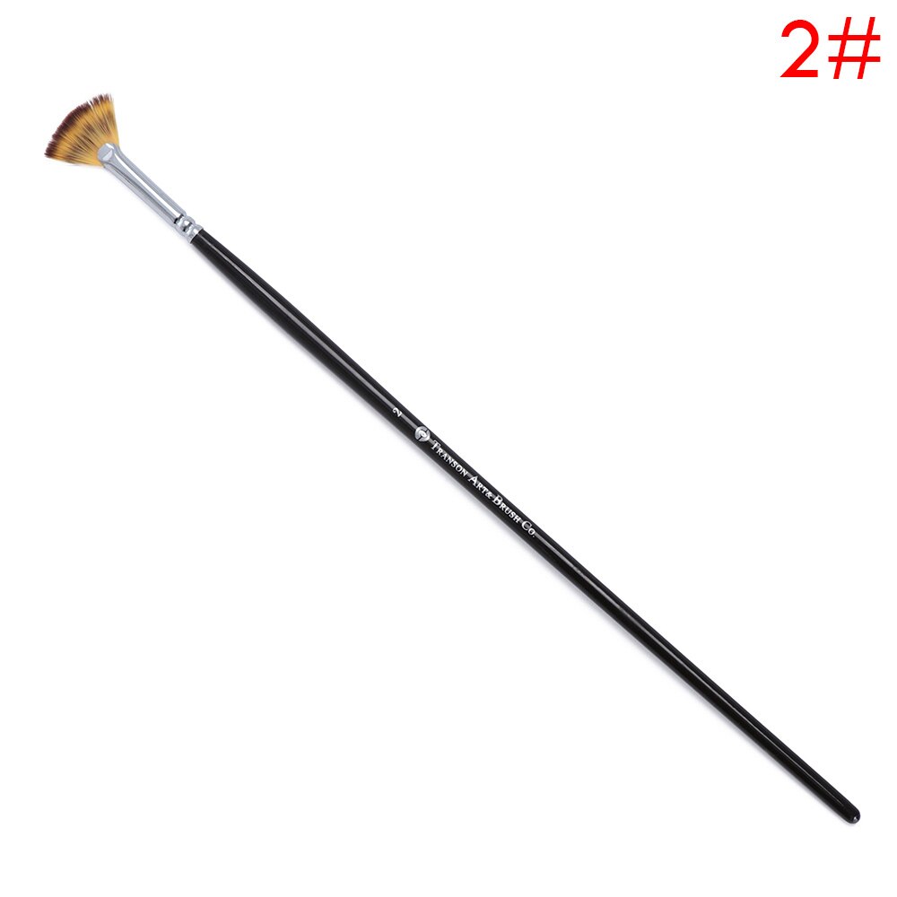 1 Pcs Nylon Hair Fan Pen Brush Wooden Handle Acrylic Water Oil Painting Brush Different Size Drawing Crafts: 2