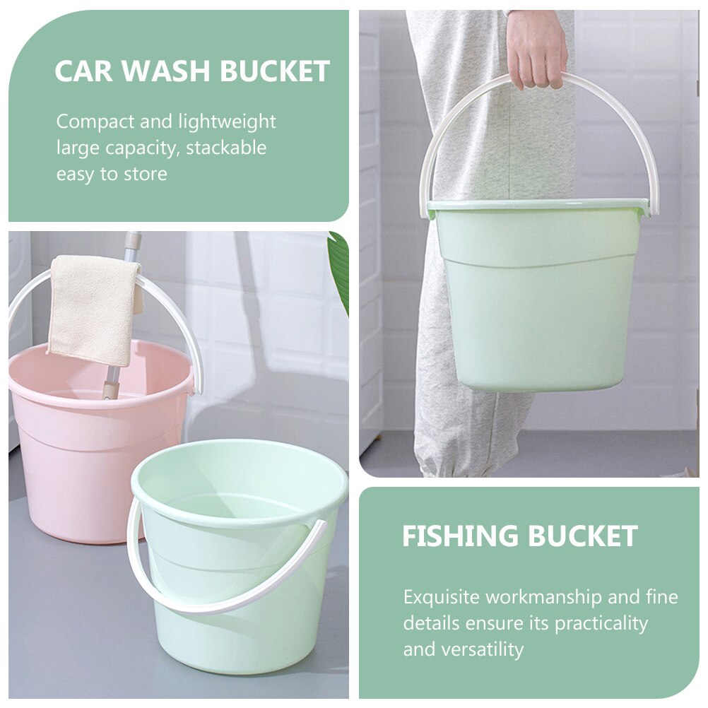 Water Storage Bucket Cleaning Round Bucket Sturdy Pail Bucket with Handle