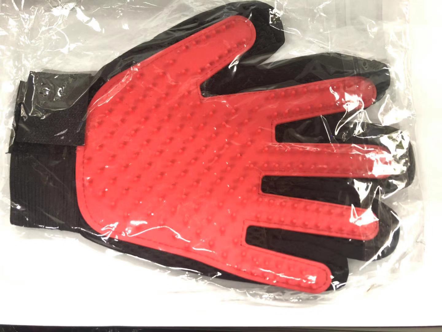Guantes para mascotas, limpieza de gatos, masaje, guantes para enrollar el pelo, cepillo de baño para perros, peluquería, guantes para quitar Goma: red right hand