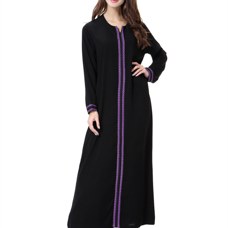 Vestidos Abayas para mulheres, bordados, manga comprida, robe casual preto fino, Dubai, Turquia, roupas islâmicas, terno de moda muçulmana: XXXL / Azul