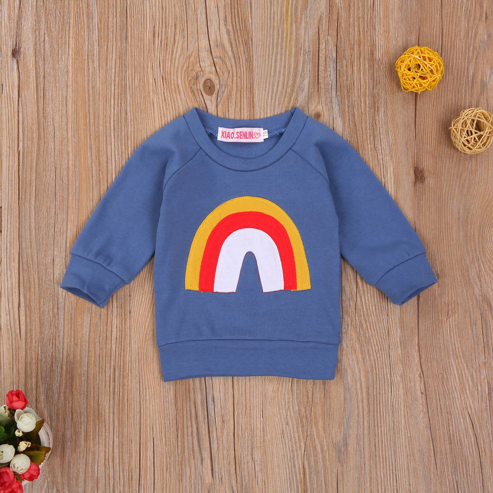 Peuter Herfst Zweet Shirt Multicolor Regenboog Print O-Hals Lange Mouwen Trui Voor Baby Meisjes Jongens 0-3 Jaar