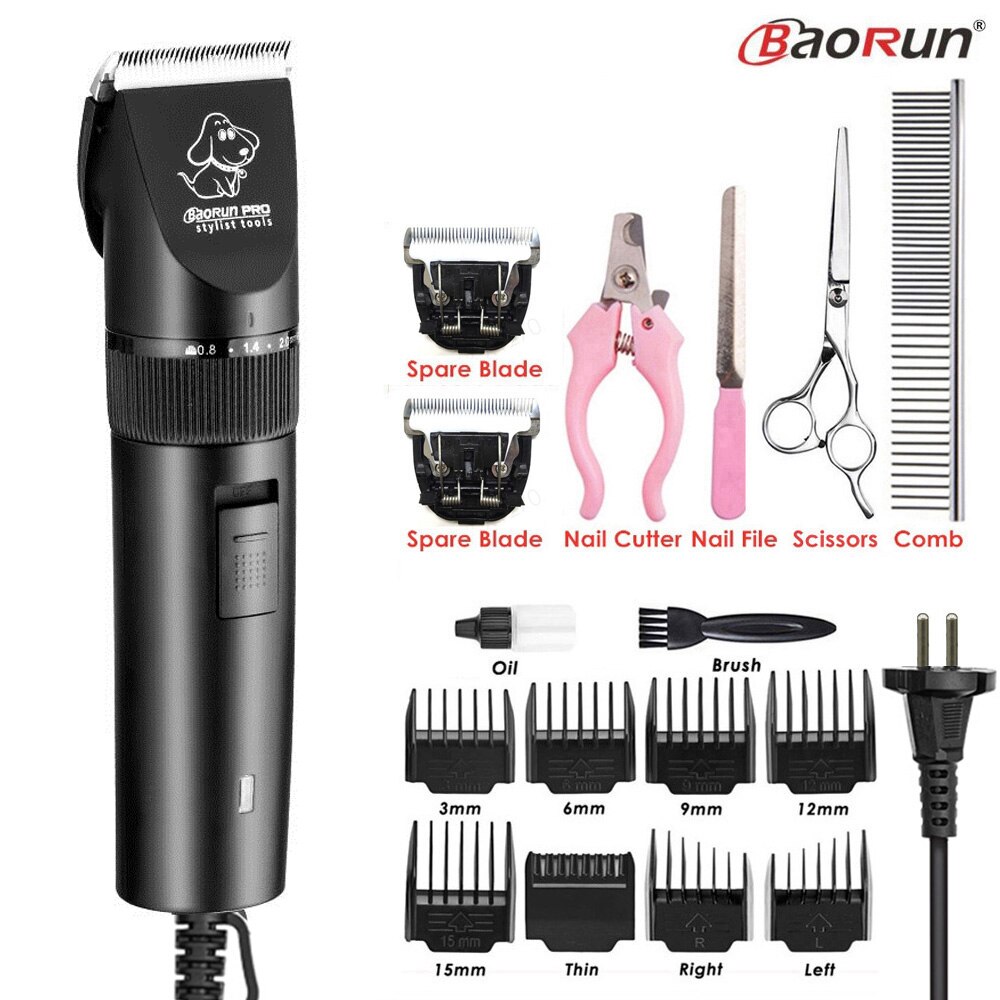 BaoRun-cortadora de pelo S1 para perros y gatos, máquina para cortar el pelo de mascotas, afeitadora de aseo, tijeras eléctricas de alta potencia de 20W: Add B2 Tool Set