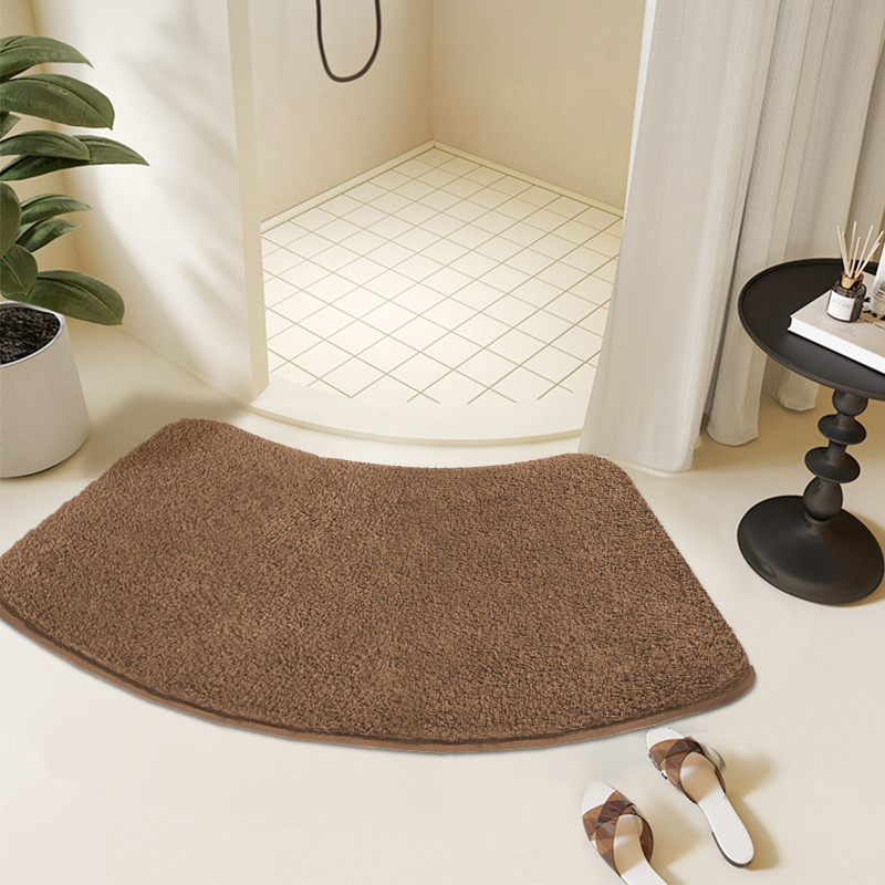 Alfombra absorbente para cuarto de ducha con arco peludo grueso de color sólido, alfombrilla para pies de piel suave, alfombrilla antideslizante para baño: Chocolate