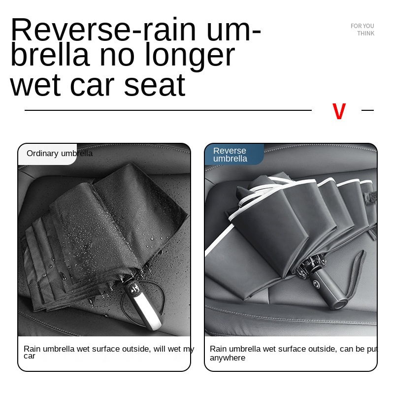 Windproof Reverse Automatic Umbrella Rain Women Men Car Large Business 3Folding Umbrellas 10 Ribs Reflective Stripe Parasol