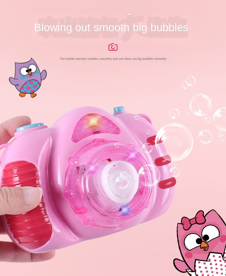 Kamera blasiert Elektrische Seife Energie Automatische blasiert Wasser blasen maschine freundlicher wasser spielzeug Musik Licht draussen freundlicher Spielzeug: Rosa